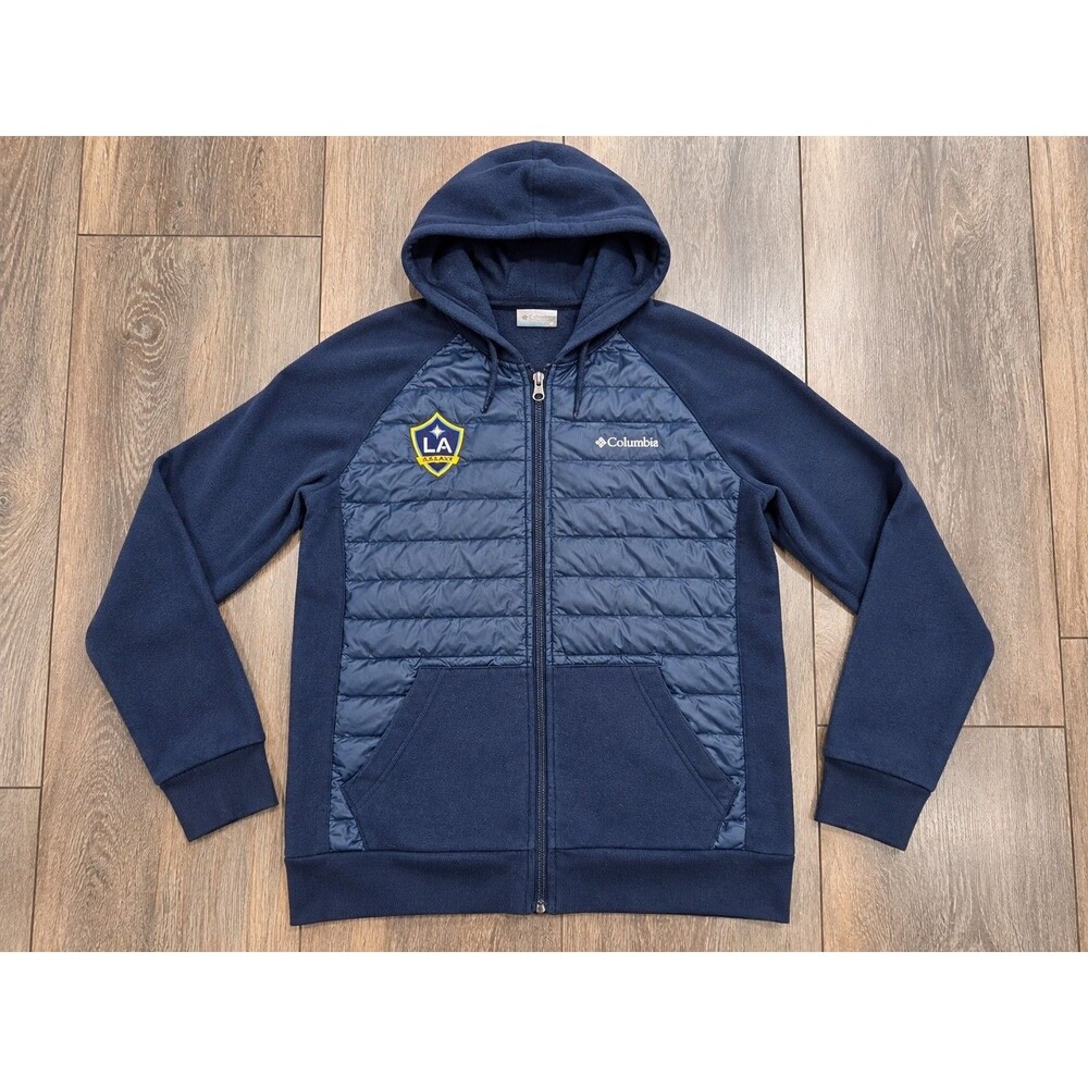 Columbia LA Galaxy Mens S Navy Hybrid Puffer Fleece Hooded Jacket MLS